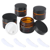 OverNews tarro de vidrio ambar 2oz con tapa negra para belleza