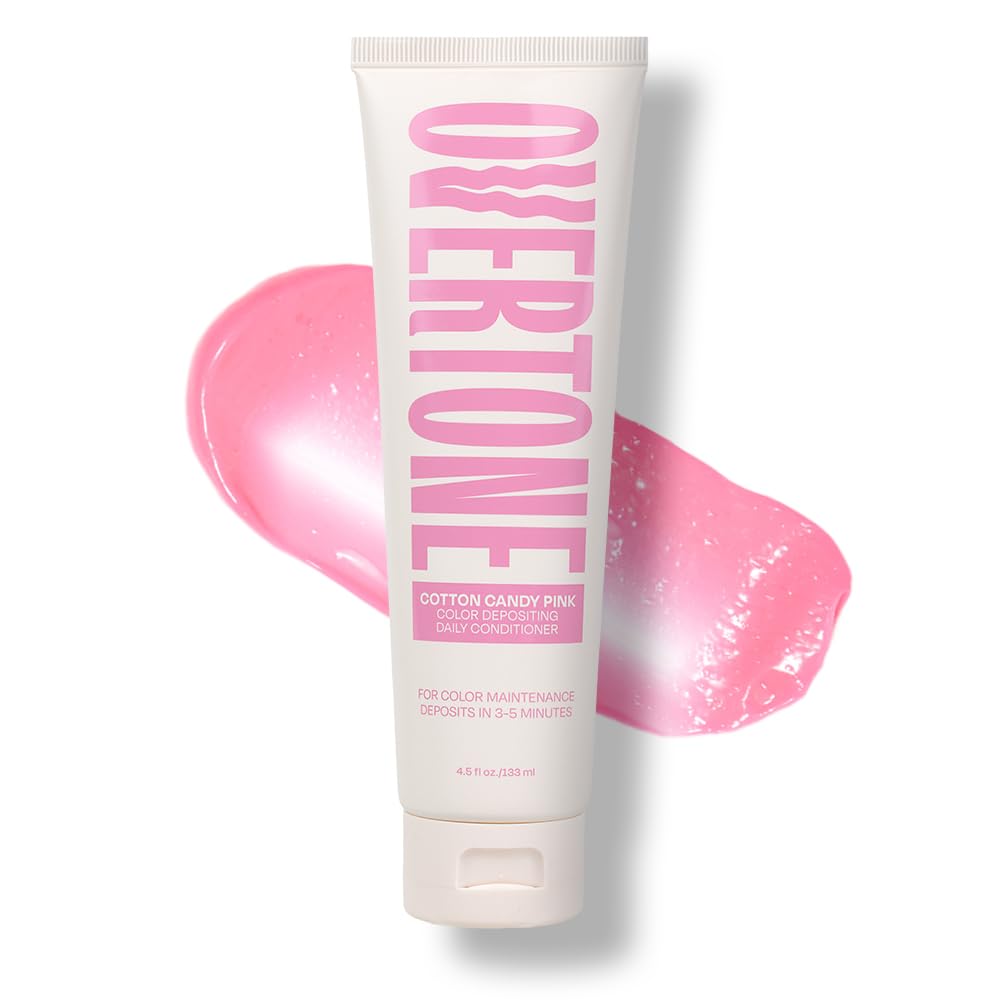 oVertone Cotton Candy Pink, botella que deposita color temporal para cabello oscuro.