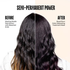 Aplicación de Overtone Royal Plum en cabello seco para depositar color duradero.