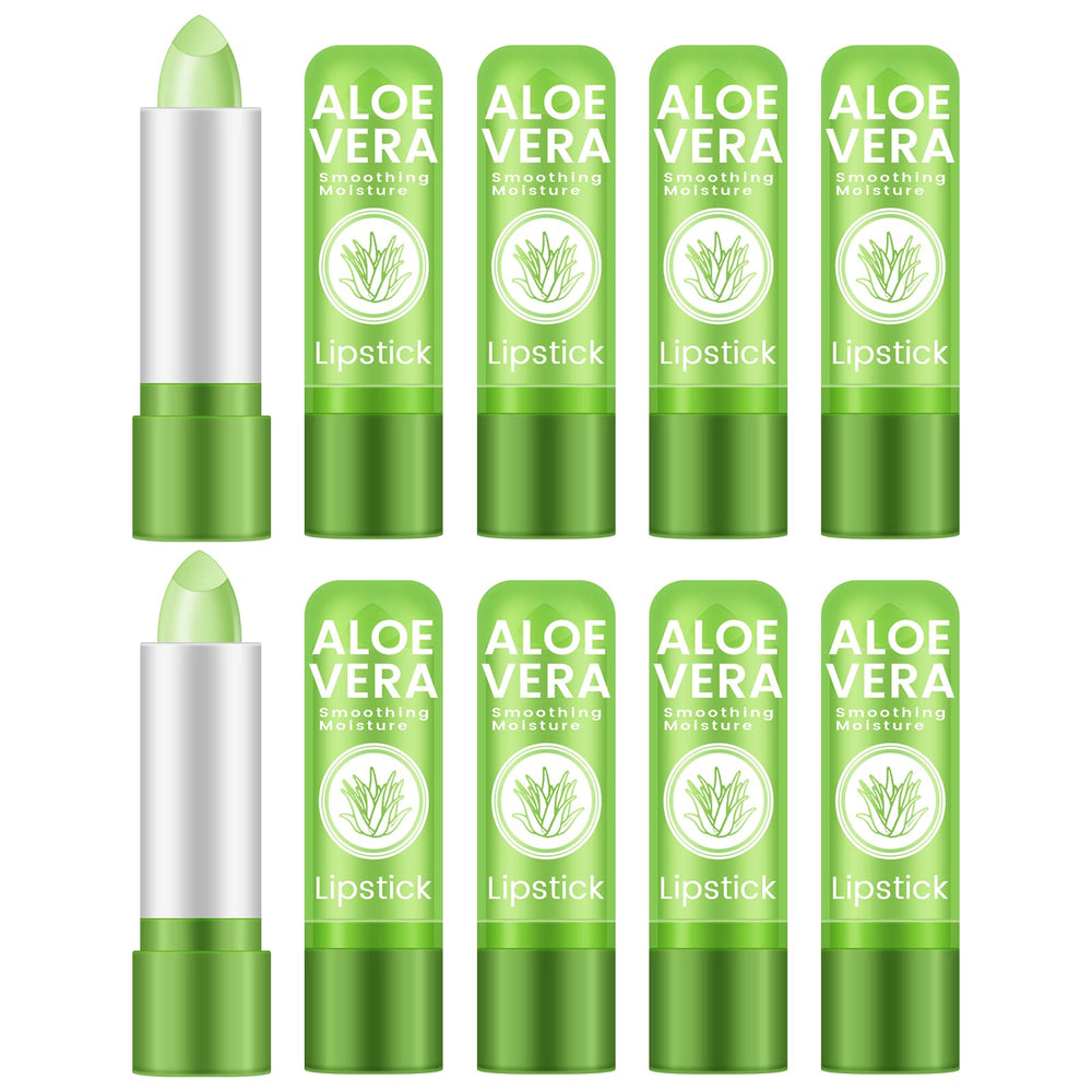 Ownest bálsamo labial de aloe vera con cambio de color y empaque compacto.