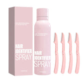OYB Hair Identifier Spray bottle highlights facial hair for easier shaving.