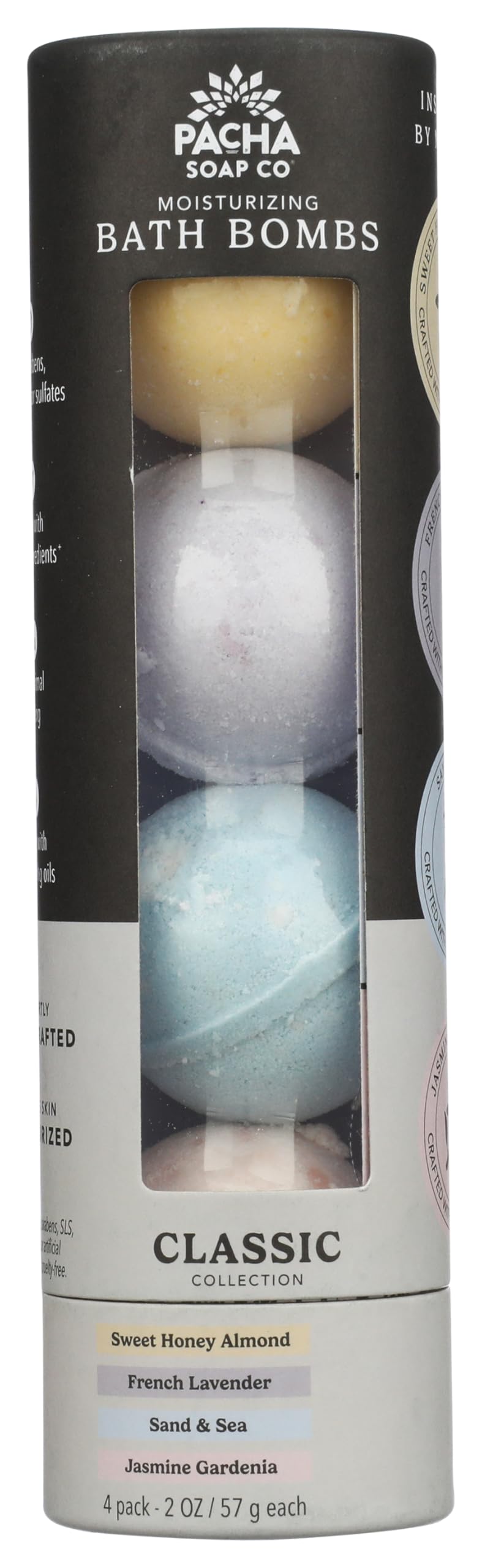 Pacha Soap Co Pacha Peaces Froth Bomb frente a la colección para baño relajante