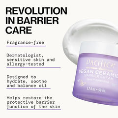 Pacifica ceramidas veganas con niacinamida, mostrando protección de la barrera