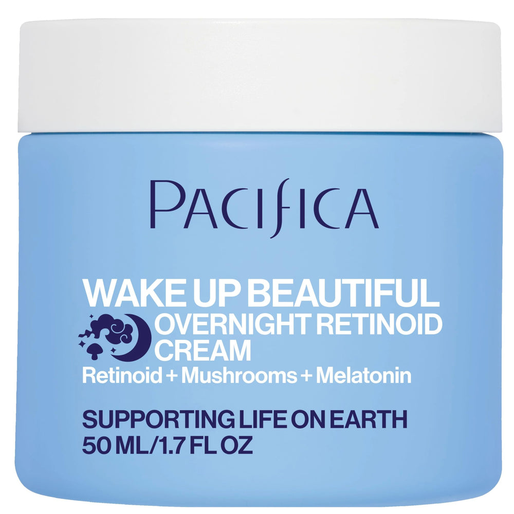 Pacifica Despierta Belleza crema nocturna retinoide, suaviza líneas finas al despertar.