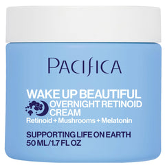 Pacifica Despierta Belleza crema nocturna retinoide, suaviza líneas finas al despertar.