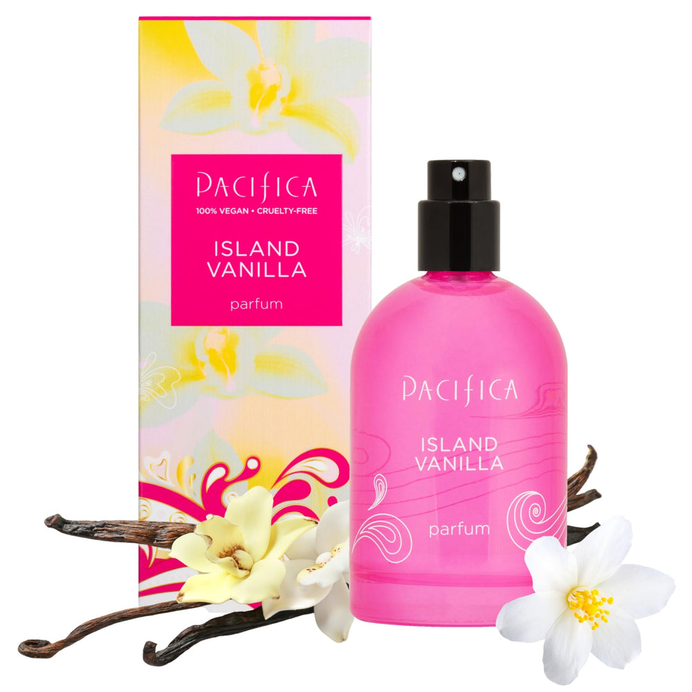 Pacifica Island Vanilla: botella 30ml para viaje con aroma suave y duradero.