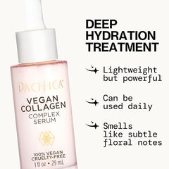 Textura ligera del serum Pacífica, absorción rápida y piel suave.