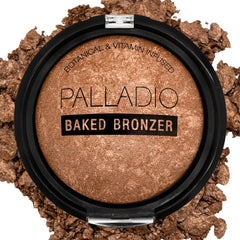 Palladio Bronceador Horneado ofrece brillo dorado para un look radiante.