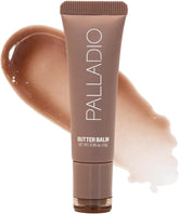 Palladio Butter Balm, aplicación en labios, hidratación suave y brillo sutil.