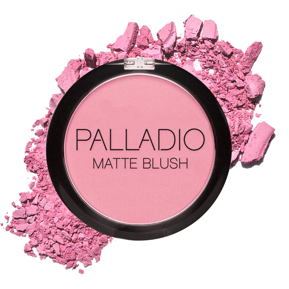 Palladio Matte Blush Berry Pink en aplicación mejillas para un color natural suave
