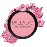Palladio Matte Blush Berry Pink en aplicación mejillas para un color natural suave