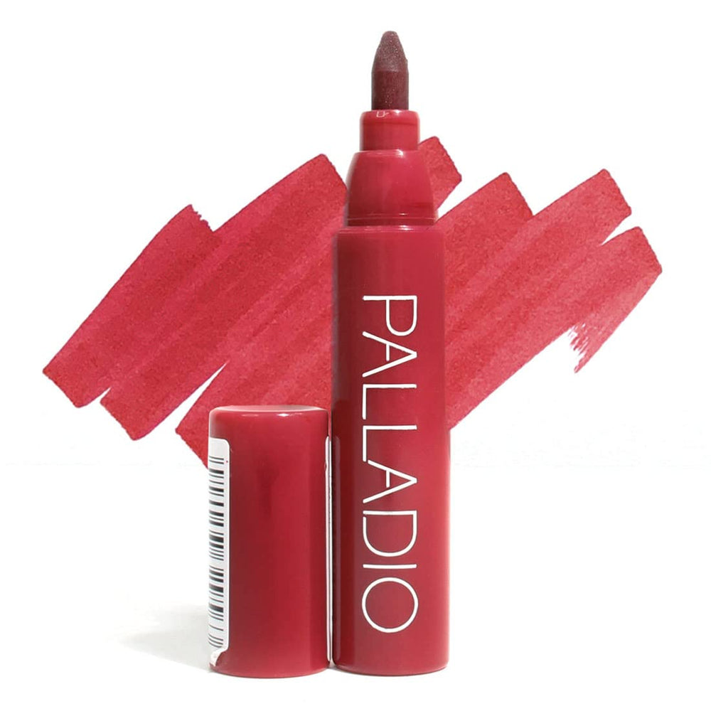 Palladio Tinta Labial con aplicador cincel preciso para color tono mora intenso.