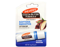 Palmer's Cocoa Butter Lip Balm close-up highlighting soothing formula and subtle finish.
