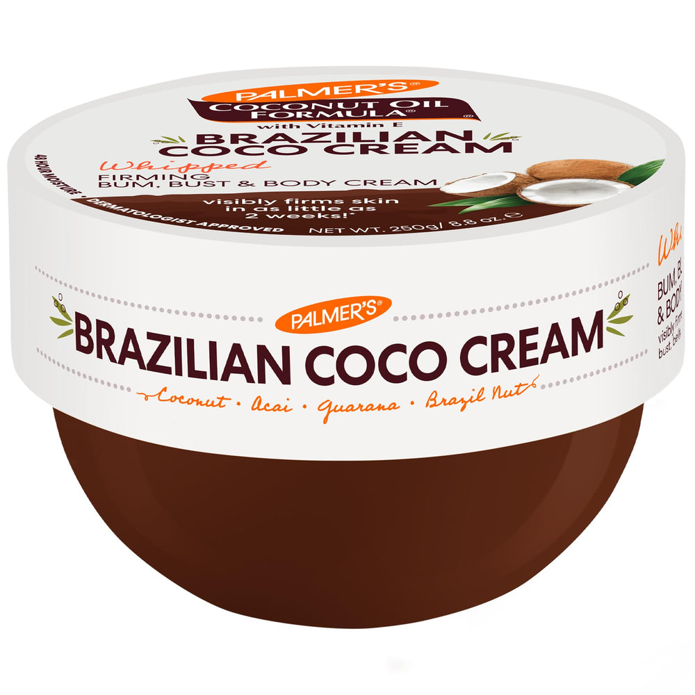 Palmer's Coco Cream tub close-up shows creamy texture for smooth, hydrated skin.