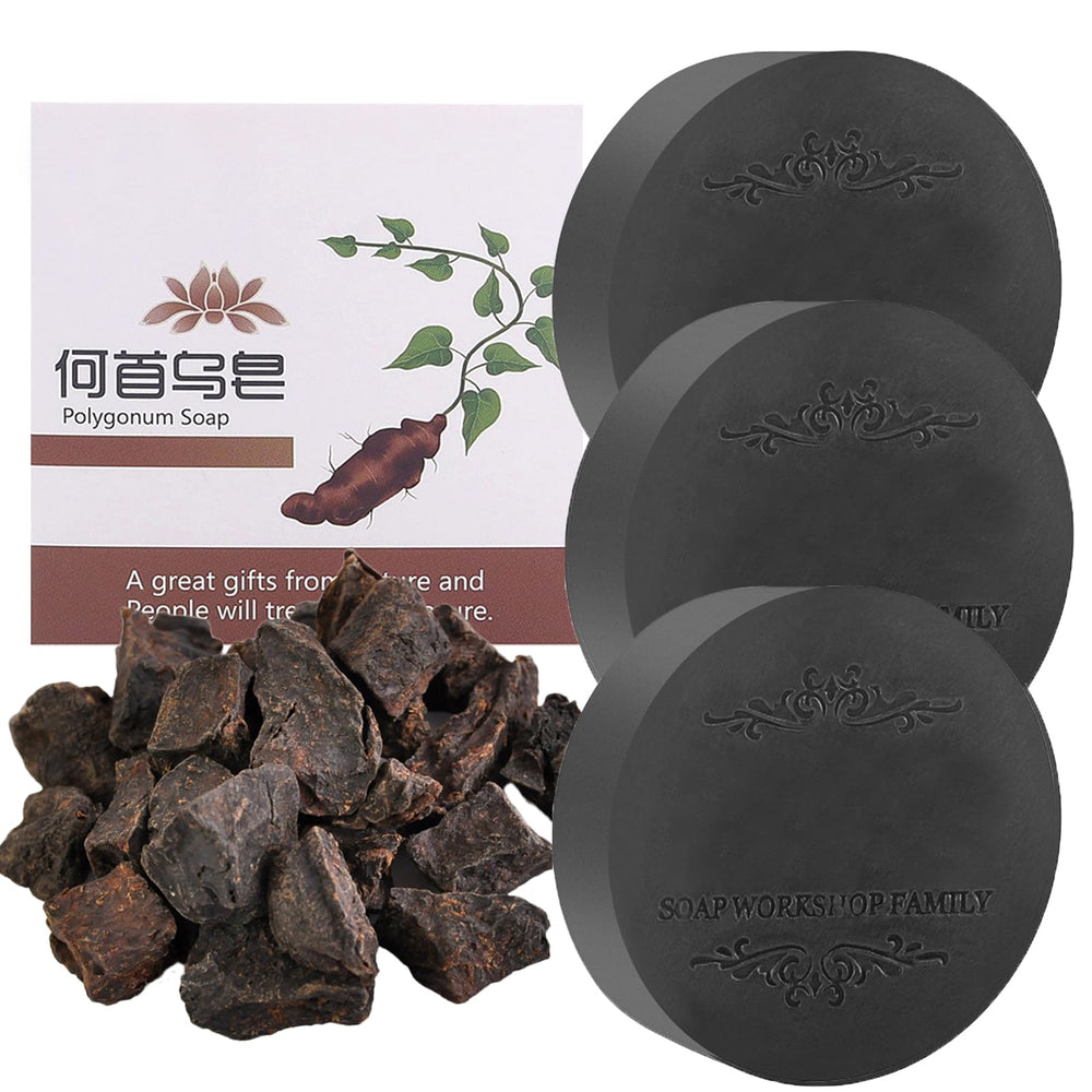 Panmall Fallopia Multiflora Barra de champú para uso diario en cabello negro y grueso