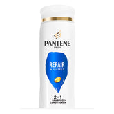 Pantene 2 en 1 reparando y protegiendo, botella visible para uso diario.