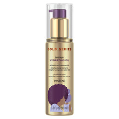Pantene Gold Series aceite hidratante, botella de cuidado para brillo y suavidad.
