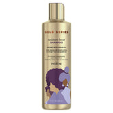 Pantene Gold Series Boost champú, botella vertiendo, ofrece hidratación suave para el cabello.