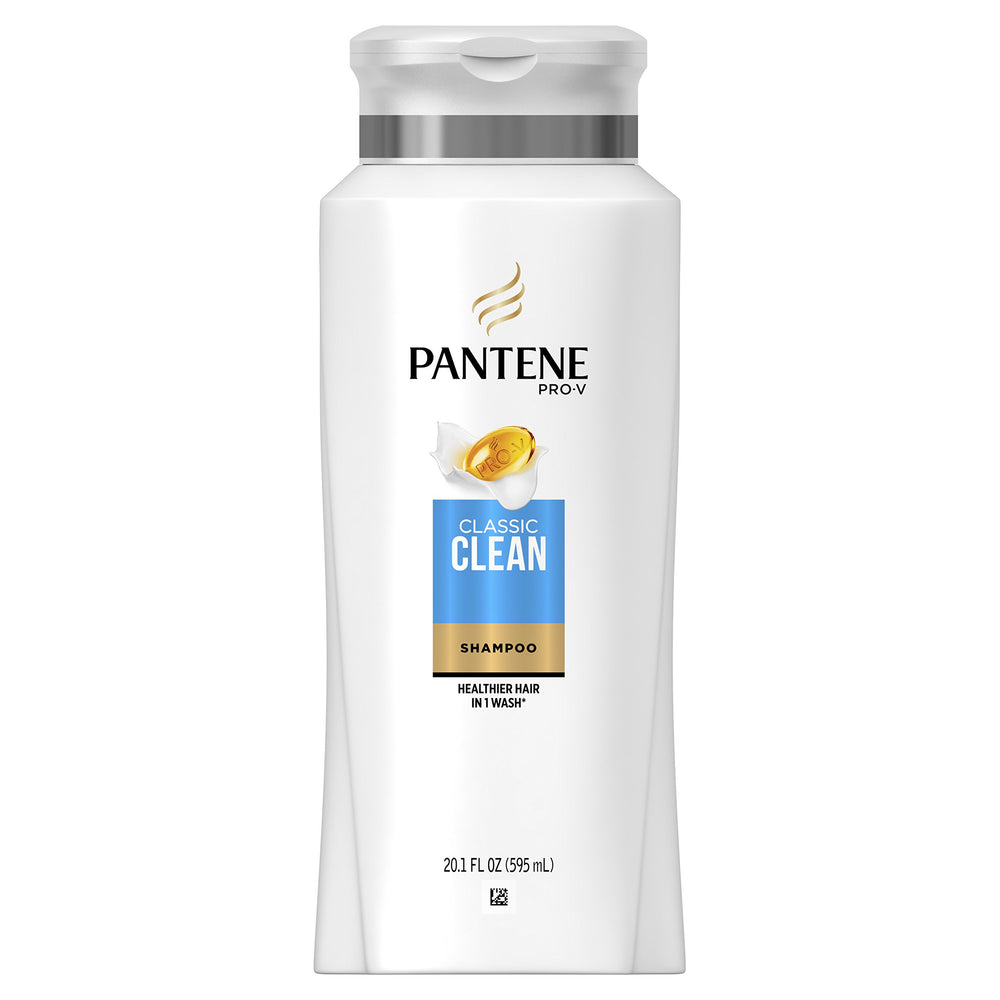 Pantene Pro-V Classic Clean, botella visible, promueve cabello limpio y suave.