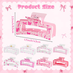 PANTIDE clip coquette rosa lazo, dientes antideslizantes para cabello estable