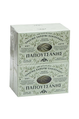 Papoutsanis jabon castilla con aceite de oliva: barras de 4 unidades, sin perfume, para piel sensible.
