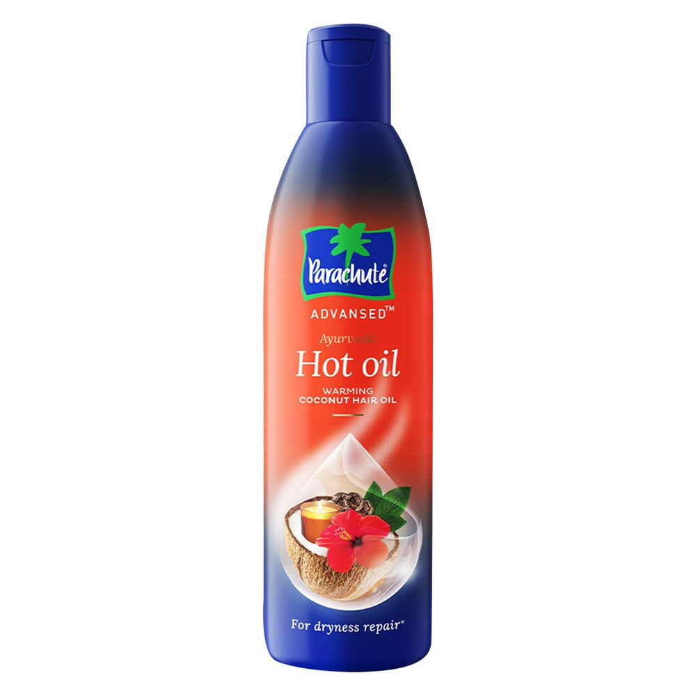 Parachute Advansed Aceite Ayurveda, vertido suave para iniciar el cuidado capilar nutritivo.