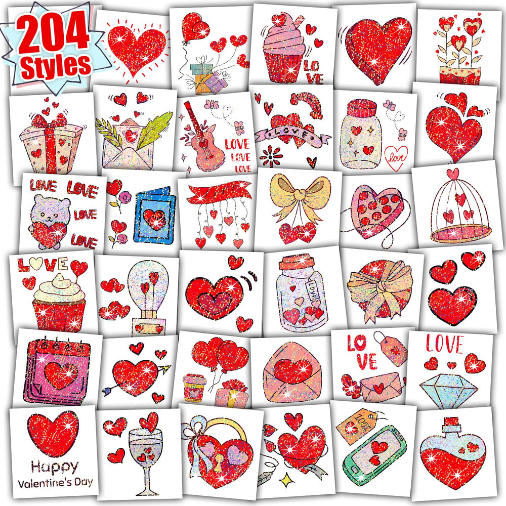 PARTYWIND 204 tatuajes brillantes de corazones para fiestas infantiles y sorpresas