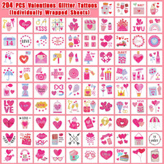 PARTYWIND 204 tatuajes brillantes de rosas para celebrar San Valentín en casa