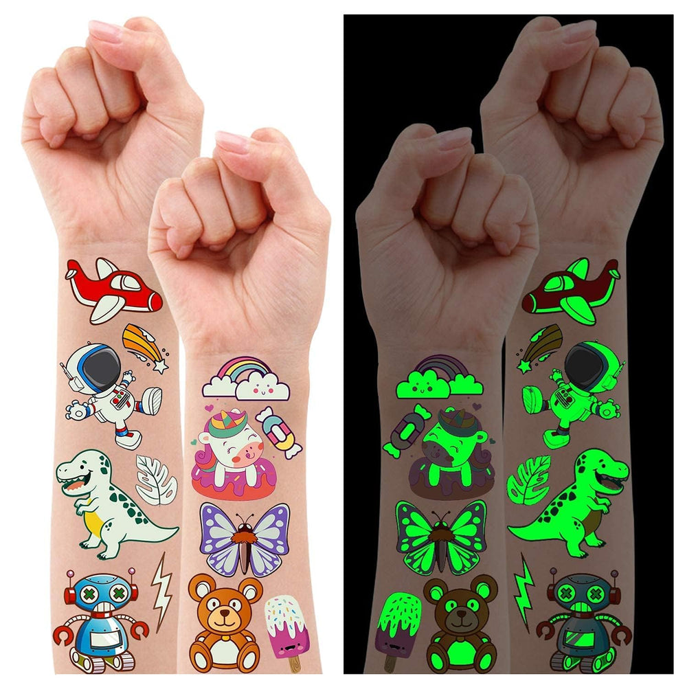 Partywind tatuajes luminosos para niños: dinosaurios, ideales para fiestas infantiles brillantes