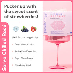 Rosé Gel Lip Mask de Patchology con ácido hialurónico para humedad sostenida.