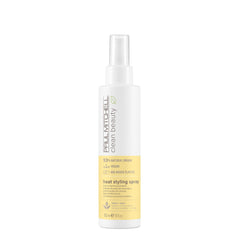 Paul Mitchell Clean Beauty Heat Spray frente a la botella, protección suave y brillo natural.