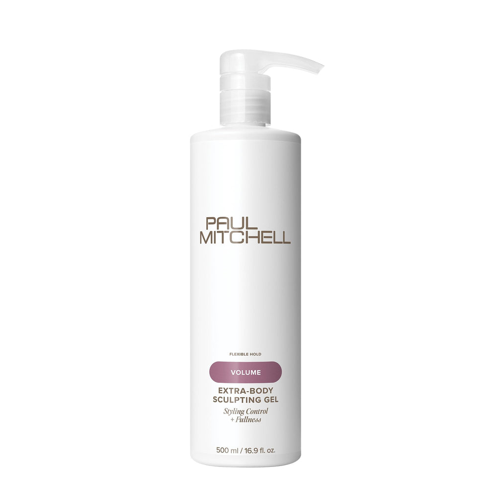 Paul Mitchell Extra-Body Gel: el bote muestra volumen y control flexible.