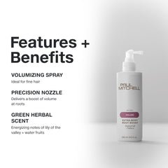 Paul Mitchell Extra-Body Root Boost, pelo fino con cuerpo suave.