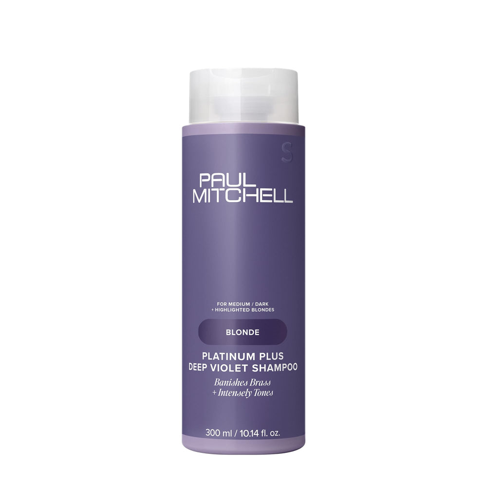 Paul Mitchell Platinum Plus Deep Violet Shampoo, botella para neutralizar amarillos del cabello rubio