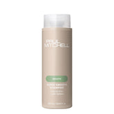 Detalle de la botella de Paul Mitchell Super Smooth Shampoo con diseño elegante