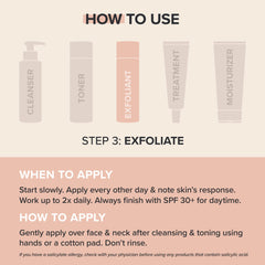 Textura líquida del exfoliante BHA para piel grasa