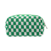 PAZIMIIK bolsa de maquillaje a cuadros, ideal para viajar ligera.