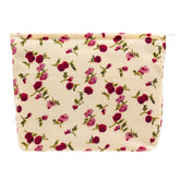 PAZIMIIK bolsa de maquillaje de pana grande, frente rosa vintage, elegante y práctica para uso diario.