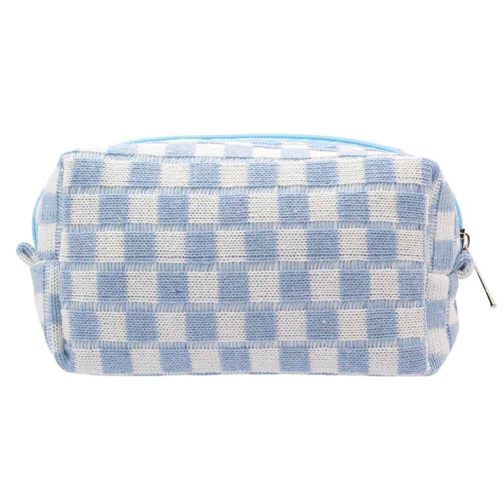 PAZIMIIK bolso de maquillaje a cuadros azul para organizar el bolso