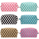 PAZIMIIK neceser a cuadros, enfoque bolso, mantiene maquillaje ordenado y accesible.