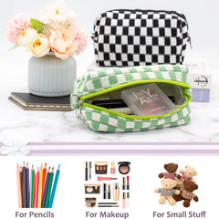 PAZIMIIK neceser a cuadros verde claro, interior para encontrar productos fácilmente.