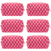 PAZIMIIK neceser maquillaje a cuadros, portátil y práctico para el bolso.