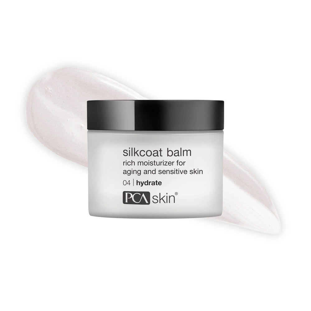 PCA SKIN Silkcoat crème visage dans son pot, texture soyeuse et hydratante.