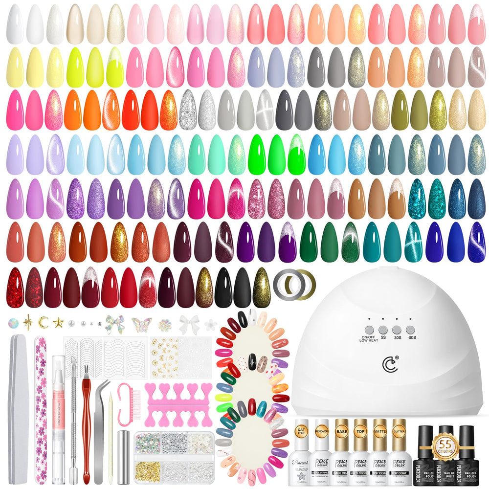 Kit PEACECOLOR para uñas en gel con lámpara UV, 82 piezas.