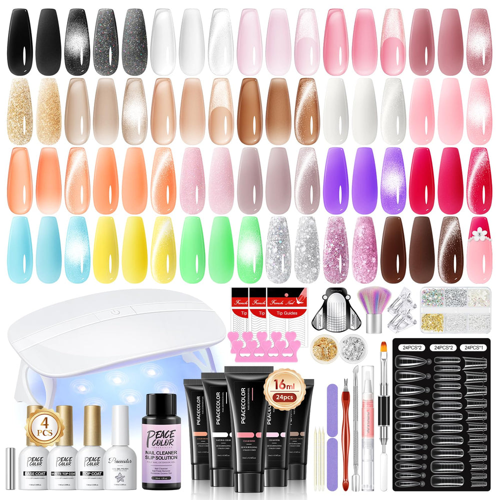 PEACECOLOR kit gel poligel 24 piezas para uñas creativas en casa