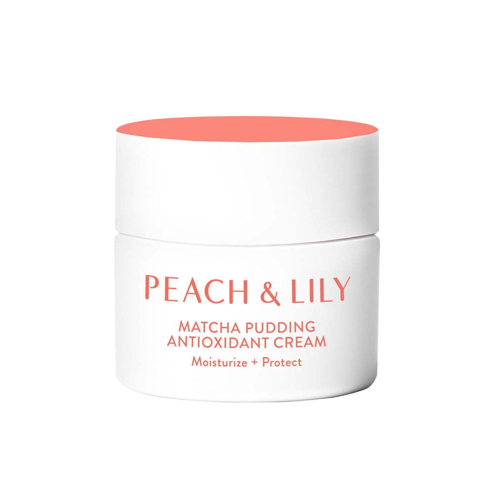 Peach & Lily Matcha Pudding en bote, crema antioxidante para hidratación ligera.