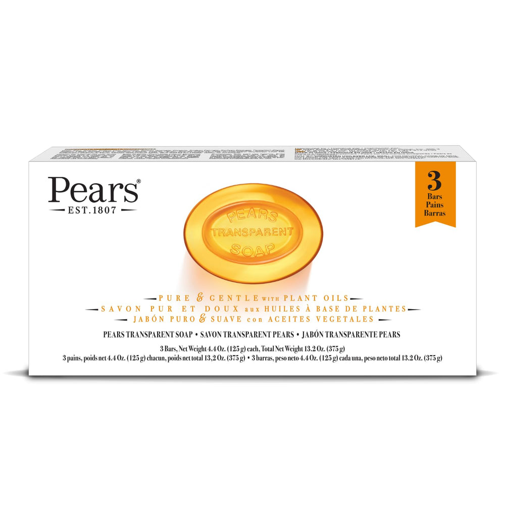 Jabón Pears de glicerina ámbar translúcido para piel suave