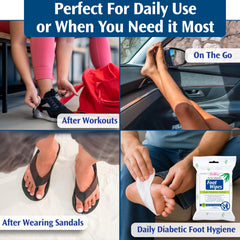 PediFix Tea Tree Ultimates Foot Wipes, aplicación suave con árbol de té para refrescar pies