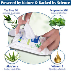 PediFix Tea Tree Ultimates Foot Wipes, toallita individual para uso rápido tras el gimnasio