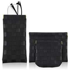 PENGJINYU set de tres bolsas de maquillaje negras para organización diaria